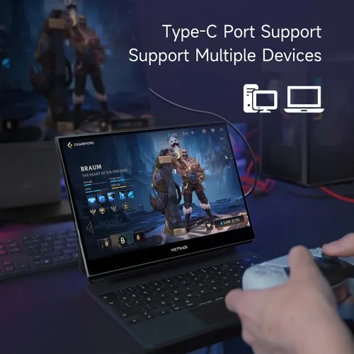 Vista 5 de Victrack - Monitor portátil para juegos 4K con pantalla táctil Pro, 13.3 pulgadas Ultra UHD (3840 x 2160), para PC de juegos de mano, estilo como