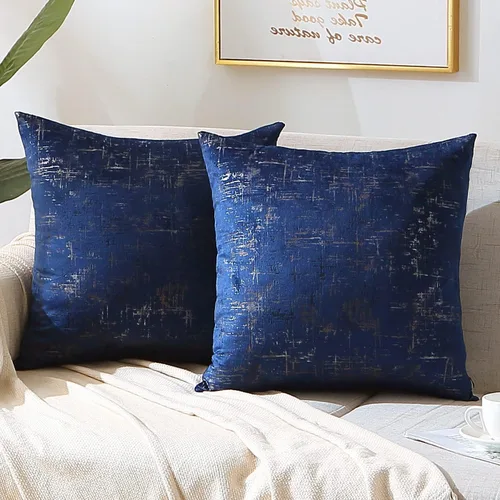 Vista 14 de WACOMECO Fundas de almohada de terciopelo, paquete de 2 fundas de cojín decorativas suaves con cuero dorado para sofá, dormitorio, sala de estar
