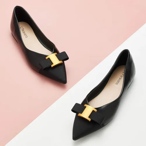 Vista 2 de C.Paravano Zapatos planos para mujer I Flat para mujer de cuero I puntiagudo I zapatos planos de ballet para mujer I Slip on Dressy Flats