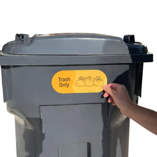 Vista 7 de SmartSign Paquete de 4 etiquetas adhesivas de 3.75 x 9 pulgadas con símbolo, poliéster laminado de 5 mil con adhesivo SuperStick, amarillo y negro