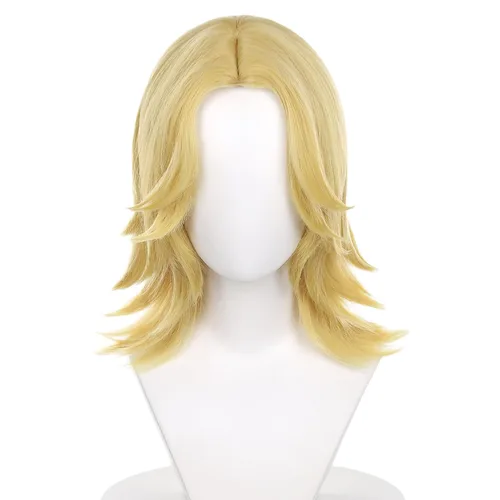 Vista 28 de Peluca de cosplay de pelo corto rizado negro para adultos, pelucas de Halloween para mujeres y hombres