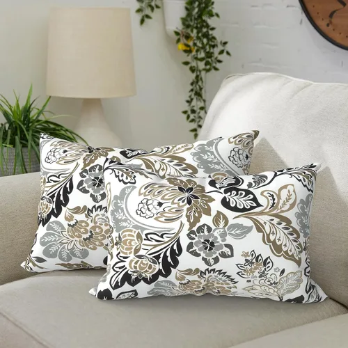 Vista 27 de DYTXIII Paquete de 2 almohadas lumbares impermeables para exteriores con rellenos, 12 x 20 pulgadas, almohada decorativa rectangular para patio