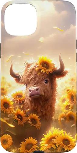 Vista 9 de Cute Scottish Highland Cow Sunflower Western Country Farm Case for iPhone 16