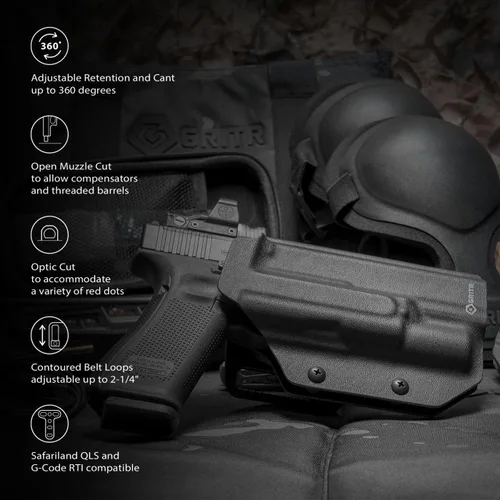 Vista 2 de GRITR OWB Kydex - Funda para pistola de mano derecha compatible con Glock 17, compatible con Surefire X300, compatible con accesorios Safariland