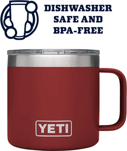 Vista 4 de Taza YETI Rambler de 14 onzas, de acero inoxidable, con aislamiento al vacío y tapa estándar Rojo ladrillo