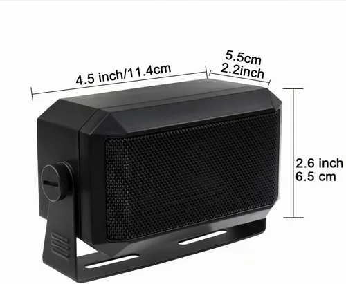 Vista 2 de Altavoz rectangular de comunicaciones externas para radioaficionado o CB y escáneres, 5 vatios, color negro