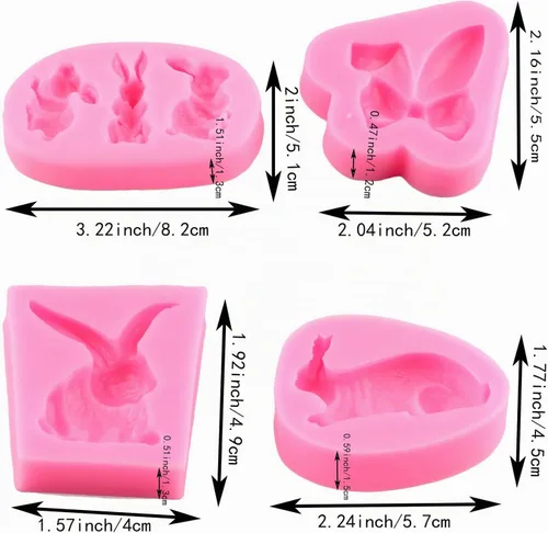 Vista 2 de Mujiang Juego de 4 moldes de silicona con orejas de conejo de Pascua Estilo a