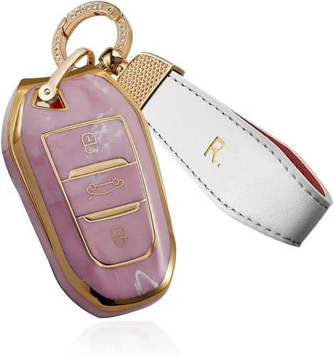 Vista 8 de SANRILY Funda para llave de coche Peugeot sin llave, funda de protección completa, Azul