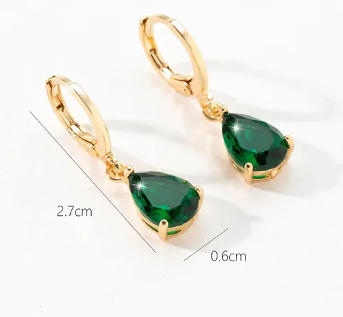 Vista 3 de Green Earrings for Women Emerald Earrings Crystal Teardrop Earrings Gold Rhinestone Earrings Bridal Wedding Earrings Jewelry Gifts for Women