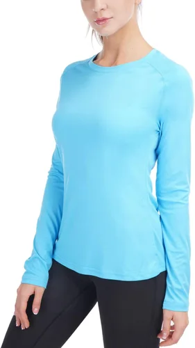 Vista 2 de Costdyne Camisetas de manga larga para mujer, con protección UV, ligeras, de secado rápido, Azulclaro