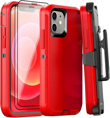 Vista 29 de Funda para iPhone 12 Mini con funda de clip para cinturón y 2 protectores de pantalla, funda de protección completa resistente de grado militar a