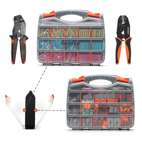 Vista 6 de DT Deutsch Kit de conectores de 2, 3, 4, 6, 8, 12 pines, conector eléctrico impermeable gris, #16 contactos estampados, herramienta de extracción
