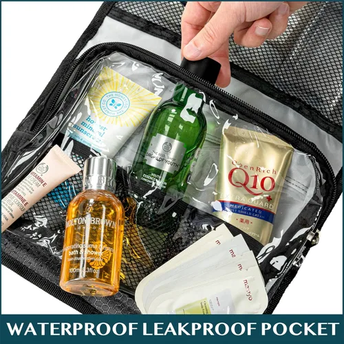 Vista 7 de PAVILIA Neceser colgante de viaje para mujeres y hombres, kit de bolsa de maquillaje de gran capacidad, estuche organizador de almacenamiento