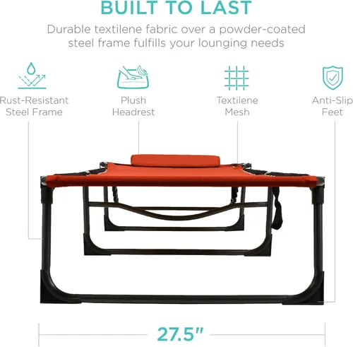 Vista 7 de Best Choice Products - Tumbona para patio reclinable, plegable, portátil para exteriores, con 8 posiciones, asas, capacidad de 300 libras