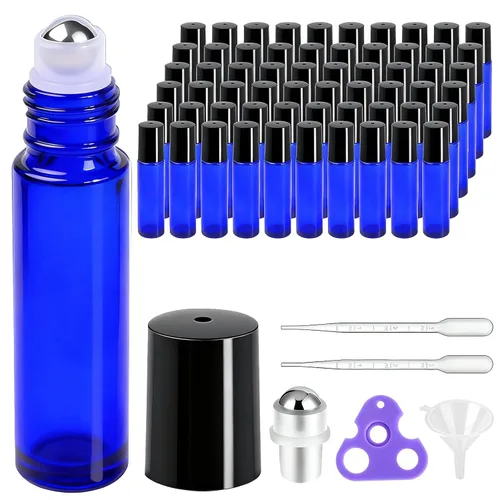 Vista 27 de PrettyCare 6 piezas, botellas roll-on de 10 ml para aceites esenciales con bola de rodillo de acero inoxidable - Botellas rellenables a prueba