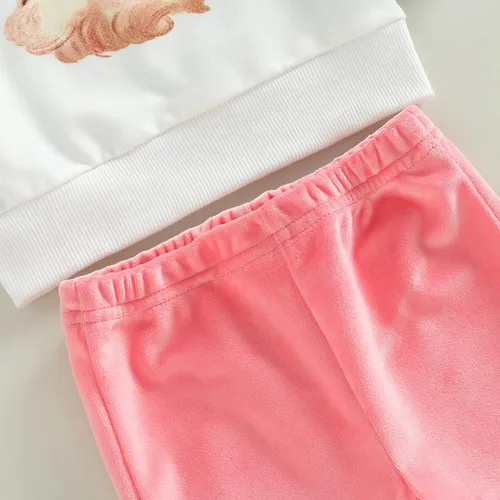 Vista 5 de Gueuusu Conjunto de ropa de manga larga para bebé niña con texto en inglés "My 1st Christmas", sudadera de manga larga con pantalones acanalados