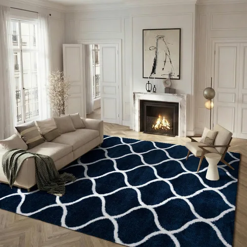 Vista 36 de SAFAVIEH Tahoe Shag Collection - Alfombra para pasillo, 2 x 9 pies, color beige y blanco, diseño de enrejado, no desprende pelusa y de fácil