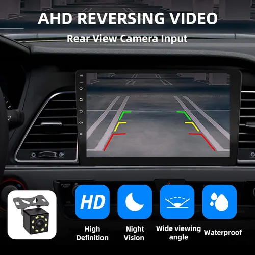 Vista 5 de Estéreo de coche doble DIN de 10 pulgadas, pantalla Apple CarPlay, 2G+32G, pantalla Bluetooth Android Auto con cámara de respaldo, pantalla táctil