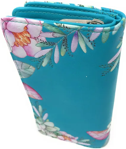 Vista 2 de Shag Wear Cartera grande de unicornio para mujeres y adolescentes, piel sintética vegana de 7 pulgadas, color verde azulado, verde azulado, Moderno