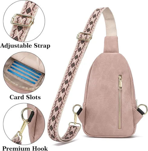 Vista 5 de INICAT Riñoneras cruzadas, bolsos de cuero para el pecho para mujer