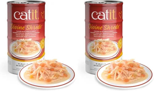 Vista 10 de Catit Divine Shreds in Jelly, adorno prémium para comida para gatos, paquete múltiple de pollo