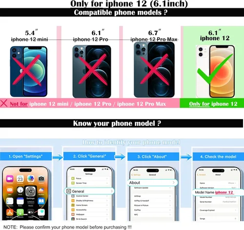 Vista 2 de Funda magnética para iPhone 12 para mujeres y niñas, compatible con magnética, suave y de lujo para iPhone 12, funda de teléfono