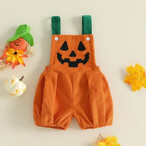 Vista 4 de Rtnnsbbfcm Traje de Navidad para bebé, niño y niña, overol de Papá Noel Pumpkin Face