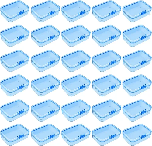 Vista 18 de 12 cajas de plástico rectangulares de plástico, contenedores organizadores vacíos con tapas con bisagras para objetos pequeños y otros proyectos