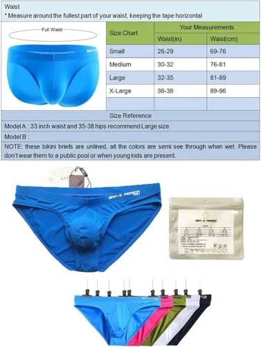 Vista 6 de Mendove Traje de baño de nylon sólido contorno bolsa bikini para hombre