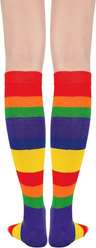 Vista 3 de American Trends Calcetines deportivos para mujer, calcetines deportivos al aire libre, medias altas hasta el muslo, medias casuales a rayas