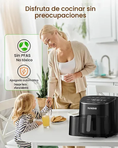 Vista 5 de Nuwave Brio Plus - Freidora de aire de 8 cuartos de galón, nuevo y mejorado, revestimiento de cerámica sin PFAS