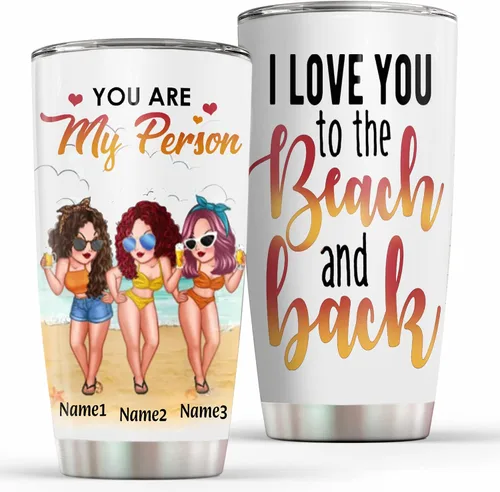 Vista 11 de Vaso personalizado con texto en inglés "Some Girls Are Just Born With The Beach", regalo para mejores amigas, hermanas, mejores amigas de una mujer