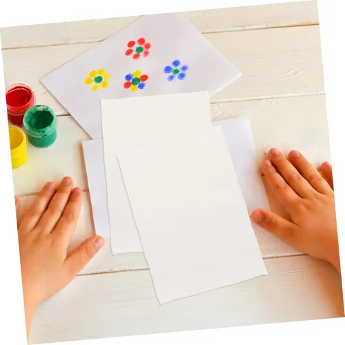 Vista 5 de Angoily 20 hojas de papel de acuarela de algodón texturizado hecho a mano con bordes deckled para pintar manualidades e invitaciones, alta absorción