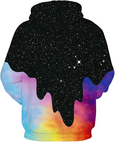 Vista 2 de BarbedRose Men's Digital Print Sweatshirts Hooded Top Galaxy Pattern Hoodie