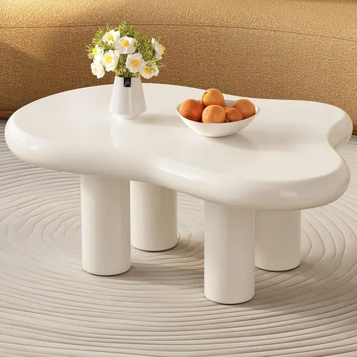 Vista 11 de Mesa de Café Nube Negra de 35.82", Mesa de Café Moderna de Borde Redondo con 4 Patas de Soporte Resistentes y Tablero de 2.67" de Grosor, Fácil