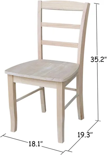 Vista 2 de International Concepts Madrid - Sillas de comedor, madera de parawood maciza, sin terminar (juego de 2)