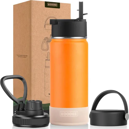 Vista 148 de koodee Botella de agua para niños, botella de agua de acero inoxidable de 12 onzas con aislamiento al vacío para la escuela, botella de agua de boca