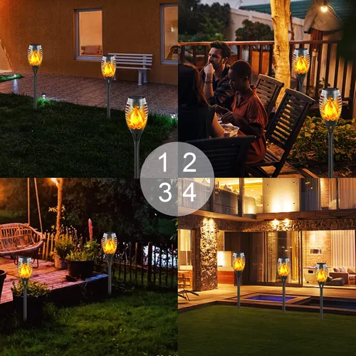 Vista 6 de Luces solares con llama parpadeante, 12 LED Mini, paquete de 16 Impermeable al aire libre, encendido/apagado automático del anochecer al amanecer