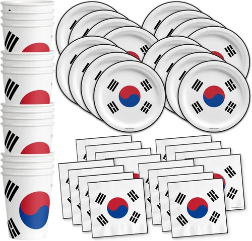 Vista 14 de Platos de papel del 4 de julio, juegos de platos desechables del 4 de julio, suministros para fiestas patrióticas de bandera estadounidense, platos