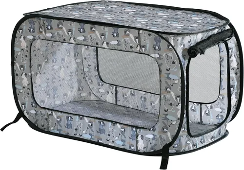 Vista 12 de Perrera plegable portátil, 32.5 pulgadas de largo x 19.5 pulgadas de ancho Azul