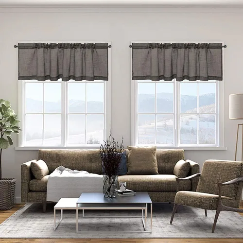 Vista 12 de Cozynight Cortinas de Niveles Transparentes Gris Oscuro de 24 Pulgadas de Largo, Tratamiento de Cortinas para Ventanas Pequeñas