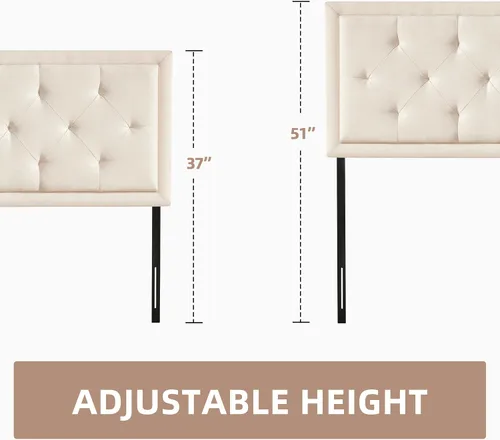 Vista 5 de Howjoe Cabecero tapizado individual solamente, cabeceros capitoné Twin XL, cabeceros de madera maciza con altura ajustable moderna con patas