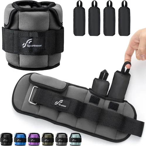 Vista 11 de Sportneer Adjustable Ankle Weights for Women & Men, Leg Weights Set with Removable Weights, Upgraded with Handles for Easy Adjustment, Comfortable &