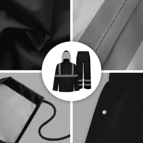 Vista 41 de TCCFCCT Chaqueta de lluvia de alta visibilidad para hombre, impermeable, abrigo de lluvia de alta visibilidad para hombres y mujeres con capucha