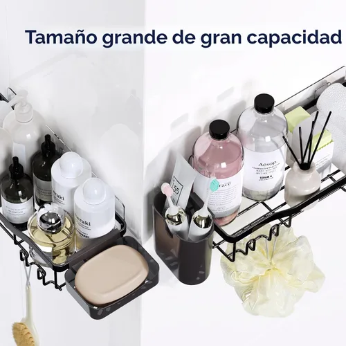 Vista 9 de NESOMI Organizador de Ducha Adhesivo Juego de 7 Piezas, Estantes de Baño de Acero Inoxidable a Prueba de Óxido, Accesorios de Almacenamiento sin