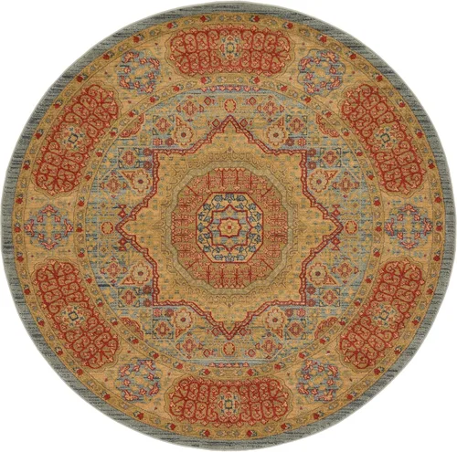 Vista 13 de Unique Loom Palace Collection - Alfombra bohemia tradicional, medallón, vintage (2 pies x 3 pies, rectangular, azul claro/bronceado)