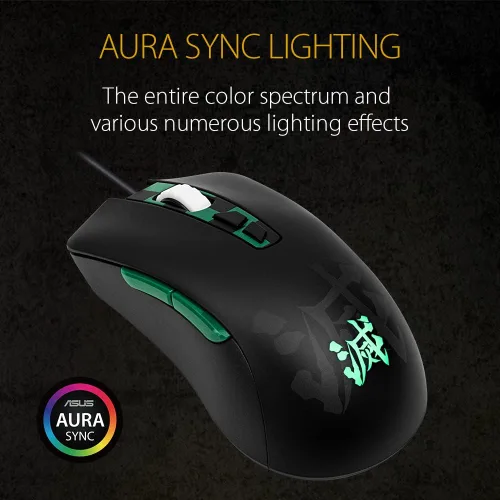 Vista 4 de ASUS TUF Gaming Mouse ergonómico para juegos con cable de 7000 DPI sensor óptico 7 botones táctiles programables iluminación RGB AuraSync