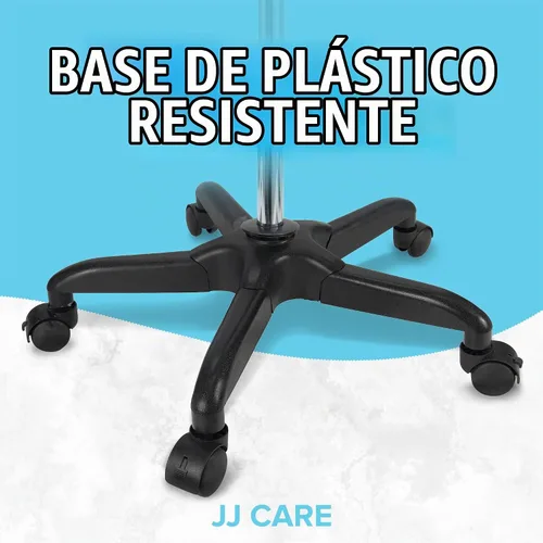 Vista 2 de Poste IV con ruedas [actualizado] 4 ganchos, 5 ruedas giratorias con función de bloqueo y altura ajustable - Base de plástico resistente IV soporte