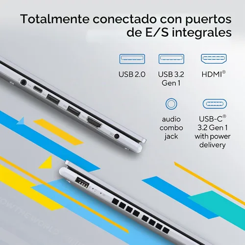 Vista 8 de ASUS Vivobook 16 Laptop, pantalla WUXGA de 16" a 60Hz, Intel Core i7-13620H, Intel UHD Graphics, 16 GB de RAM, SSD de 512 GB, Windows 11, plata