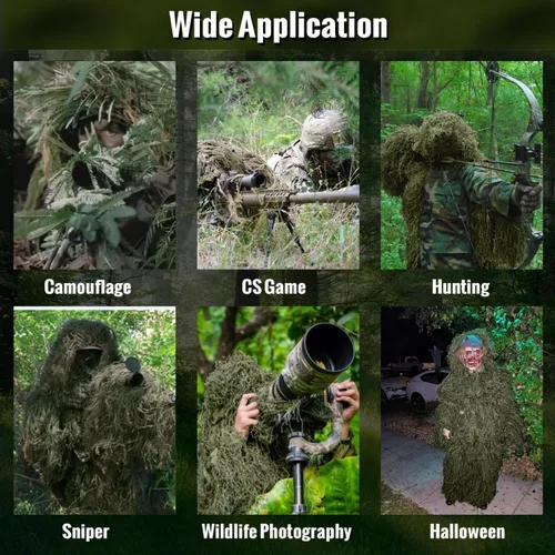Vista 3 de Slendor Traje Ghillie - Traje Ghillie 5 en 1 para caza, trajes de camuflaje 3D unisex para adultos y jóvenes, S/M/L/XL/XXL